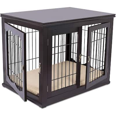 BIRDROCK HOME Decorative Dog Kennel & Bed for Small Dogs - Wooden Dog House - Indoor Pet Dog Crate Side Table - Bed Nightstand