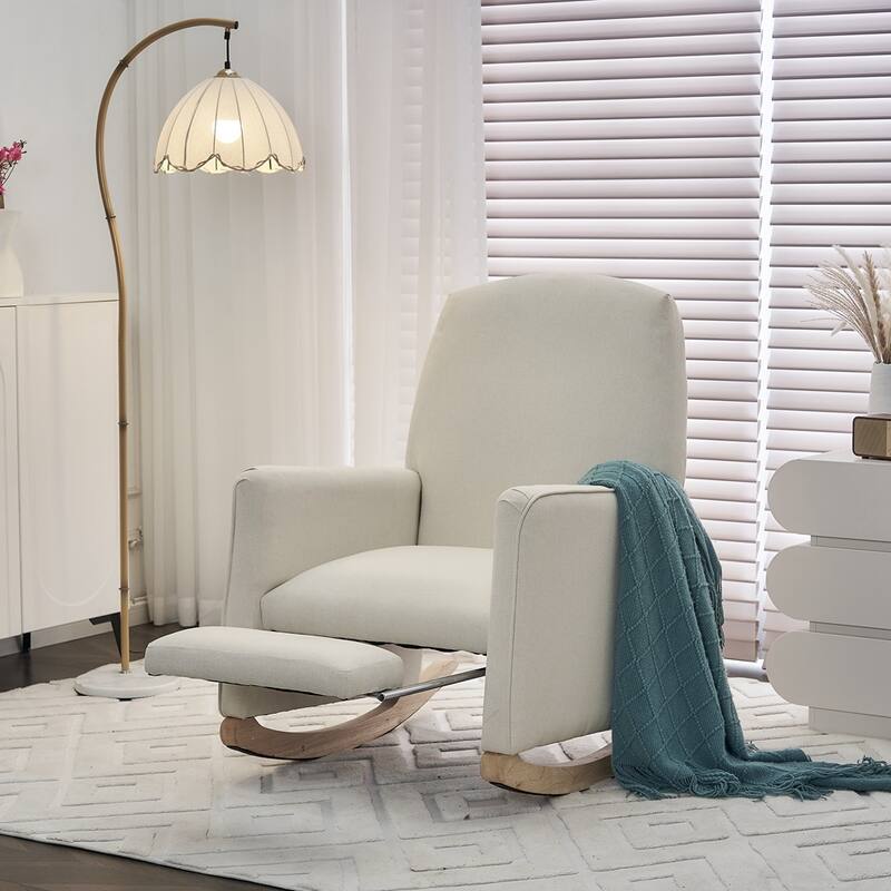 Linen Fabric Rocking Chair - Beige