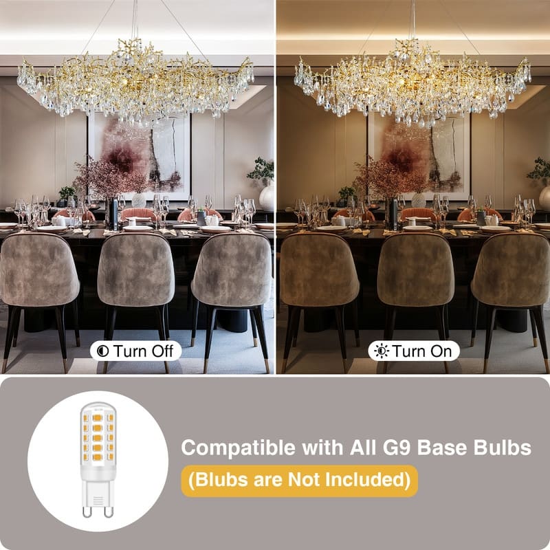KAYLA 47.2" 14-Lights Gold Luxury Crystal Linear Chandelier - N/A