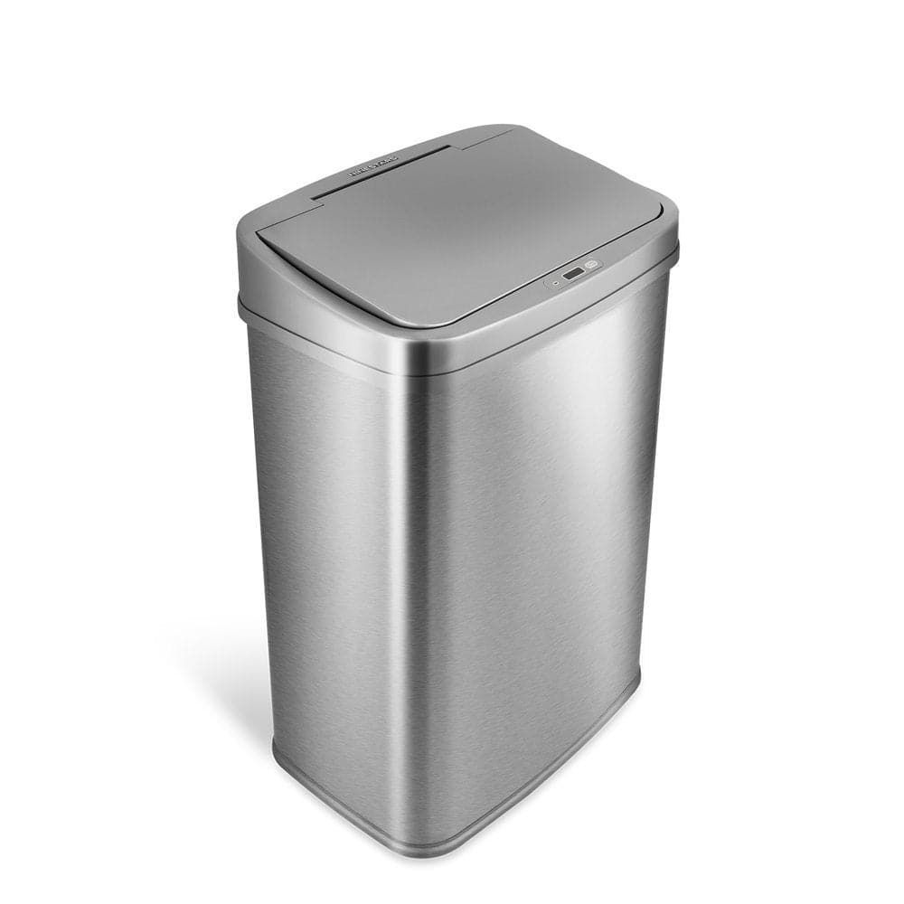 NINESTARS Rectangular Motion Sensor Trash Can 13.2 Gallon Silver DZT-50-28SL