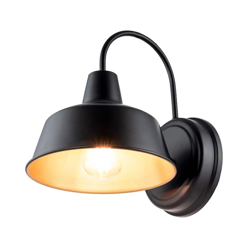 1-Light Black Outdoor Barn Light with Gold-Painting inside - 8.35"*10.65"*11"
