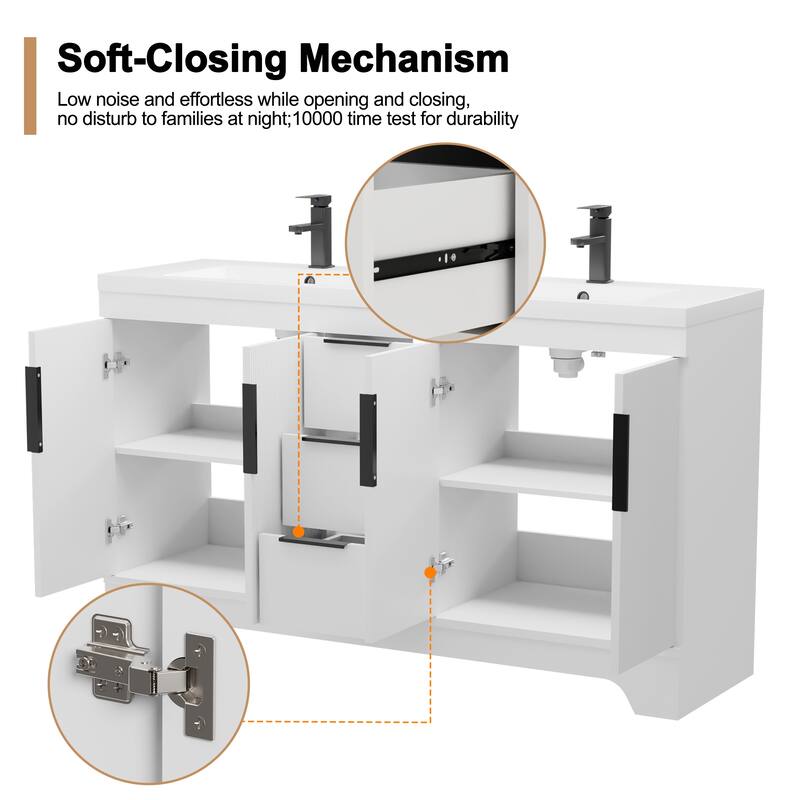 Vertical Stripes Bathroom Vanity Set with Sink Top & Faucet