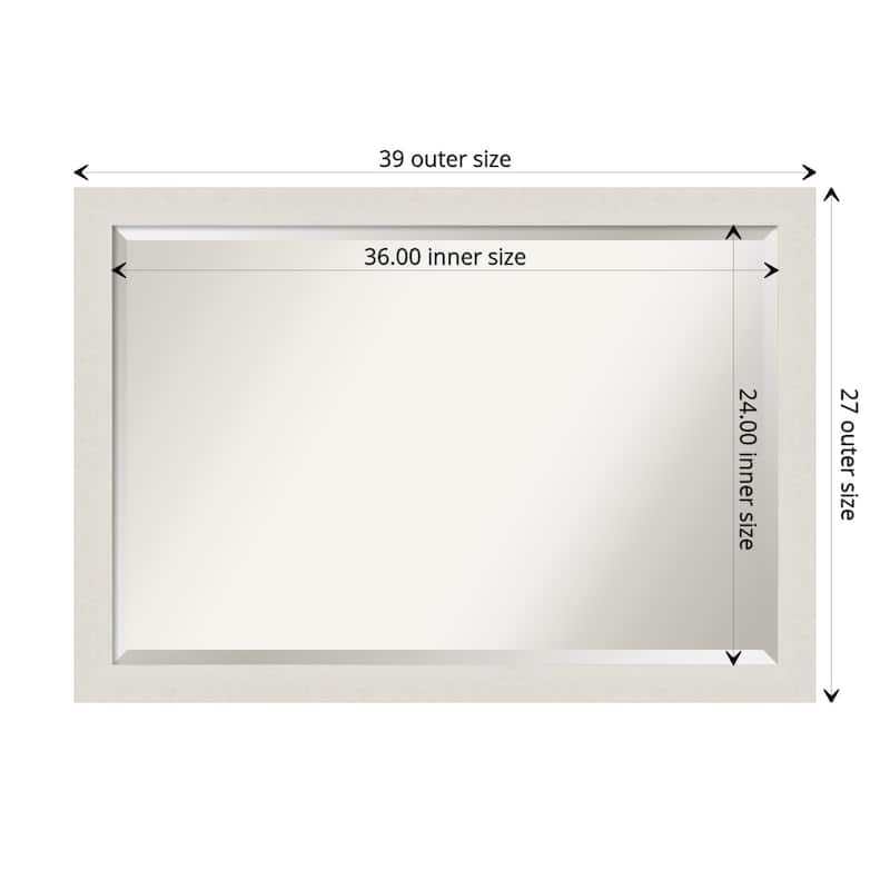 Beveled Wall Mirror - Rustic Plank Narrow Frame - Rustic Plank White Narrow - Mirror Size: 36 x 24