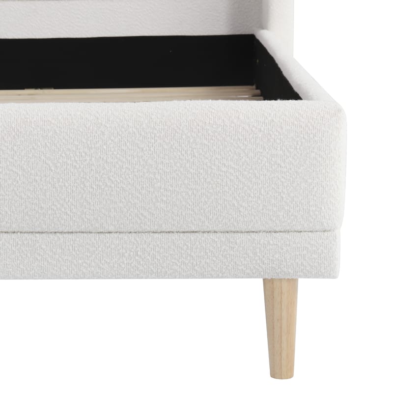 Christopher Knight Home - Isabella Wingback Upholstered Platform Bed with Boucle Fabric and Rounded Corners