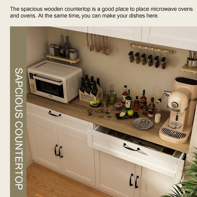 2 Piece Modular Closet Storage Set with Floor and Wall Cabinets Pantry