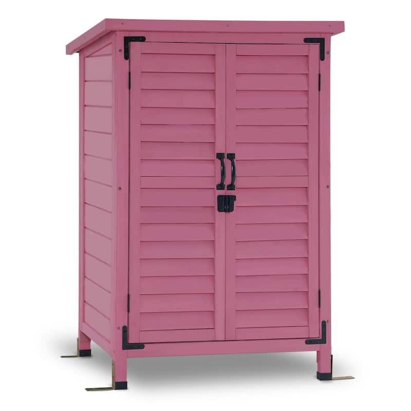 MCombo Small Outdoor Storage Cabinet Shed with Double Doors (24.6" x 18.3" x 38.2"), Wooden 0985
