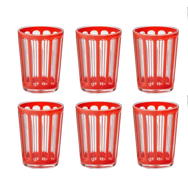 Villa 22 oz Orange Acrylic Double Old Fashion DOF BPA-Free, Dishwasher Safe, Durable Drinkware Set of 6