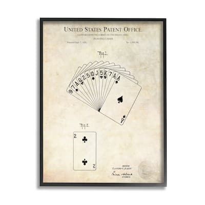 Stupell Vintage Playing Cards Patent Diagram Blueprint Text Framed Wall Art - Beige
