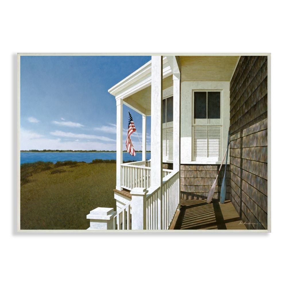 Stupell Americana Cottage Porch Realistic Coastal Painting-image