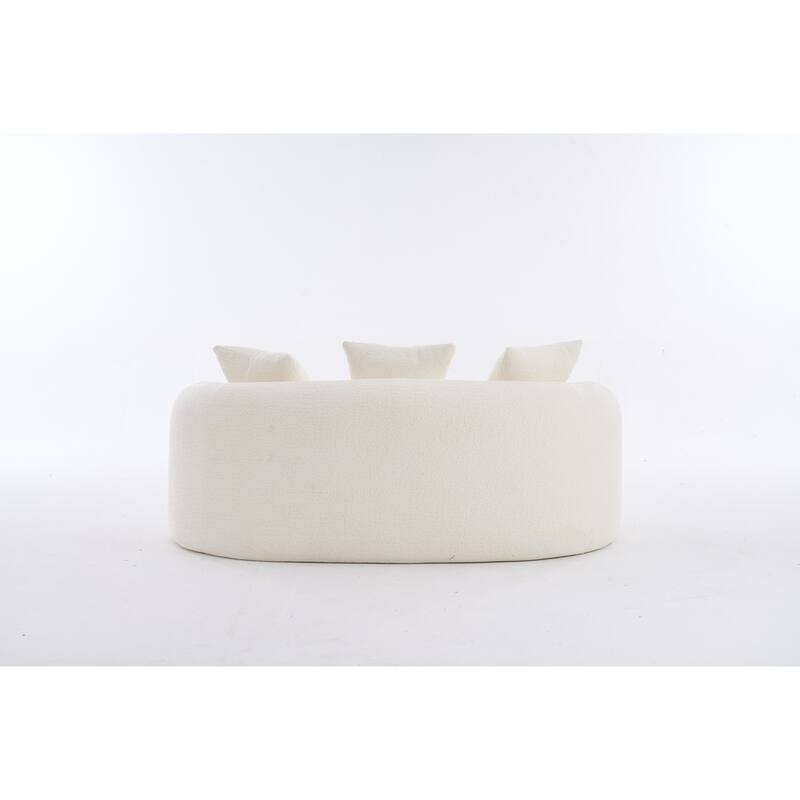 Double-Seat Sofa, Wood Grain Chenille Fabric, Full Sponge Compression Sofa,Double-Seat Compression Sofa With 3 Pillows