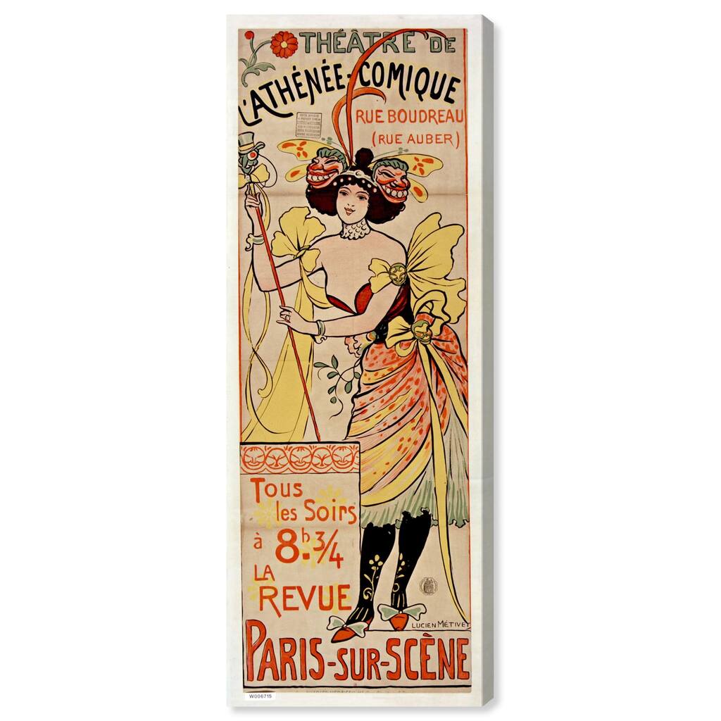 L Athenee Comique Panoramic Canvas by Art Remedy, Gallery Wrapped