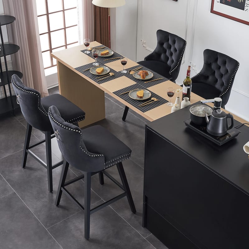 26"/30" Velvet Upholstered Swivel Counter or Bar Height Stools