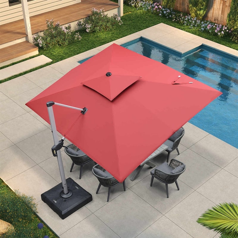 PURPLE LEAF 9 x 11ft Outdoor Rectangle Umbrella Large Cantilever Umbrella - Terra