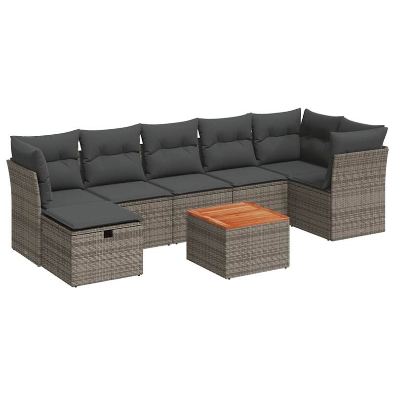 vidaXL Garden Sofa Set Beige/Black/Grey - Grey and dark Grey Large