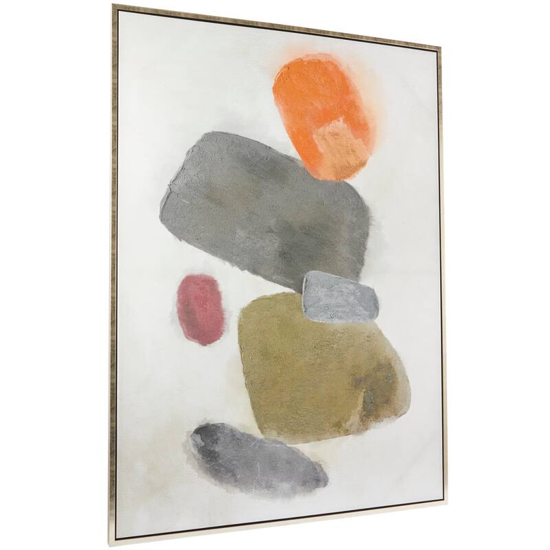 Canvas Abstract Framed Wall Art with Silver Frame - Multi Colored - Roche River Decor