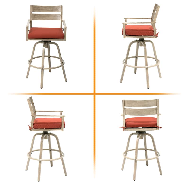 3/5-Piece Patio Aluminum Swivel Bar Stools with Sunbrella Cushion and Table Set