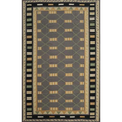 Hand Woven Oriental 100% Wool Carpet Southwestern Modern Greys & Charcoal Kilim Area Rug - 14' 10'' X 11' 5''