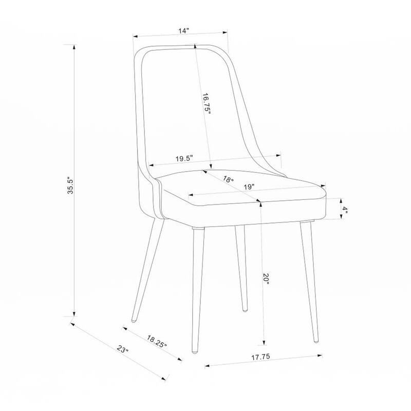 Set of 2 Fabric Upholstered Dining Chairs