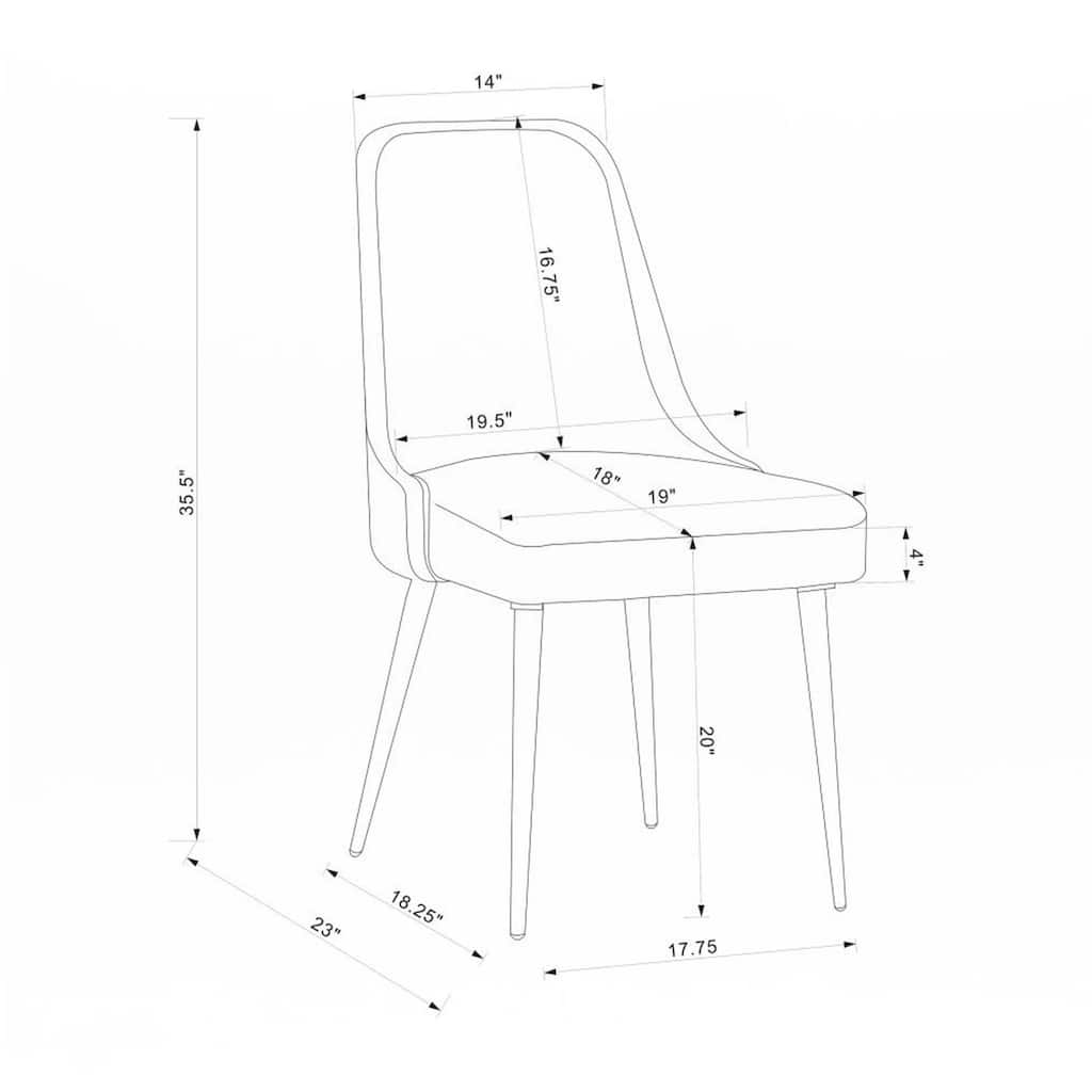 Set of 2 Fabric Upholstered Dining Chairs