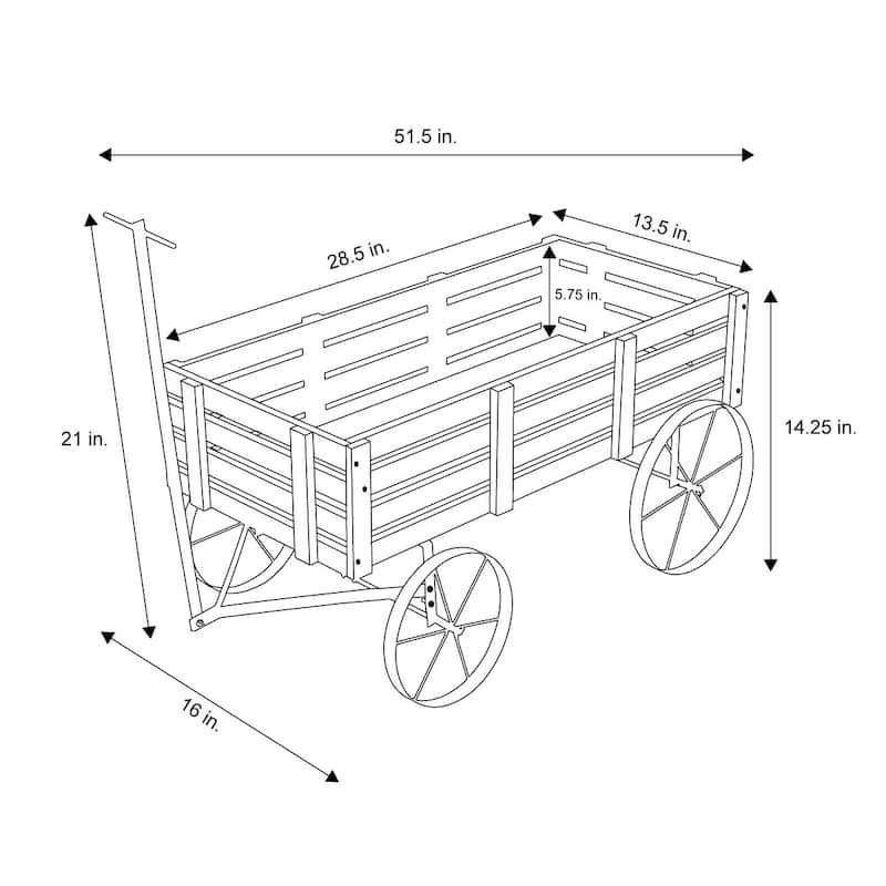 Goldcoast 51" Rustic Wagon Garden Planter with Metal Wheels