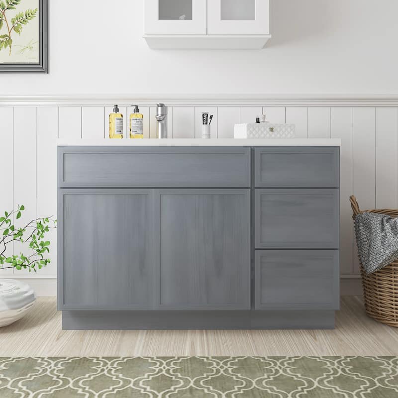 Vanity Art 54" Birch Freestanding Bathroom Vanity Cabinet without Top - Silver