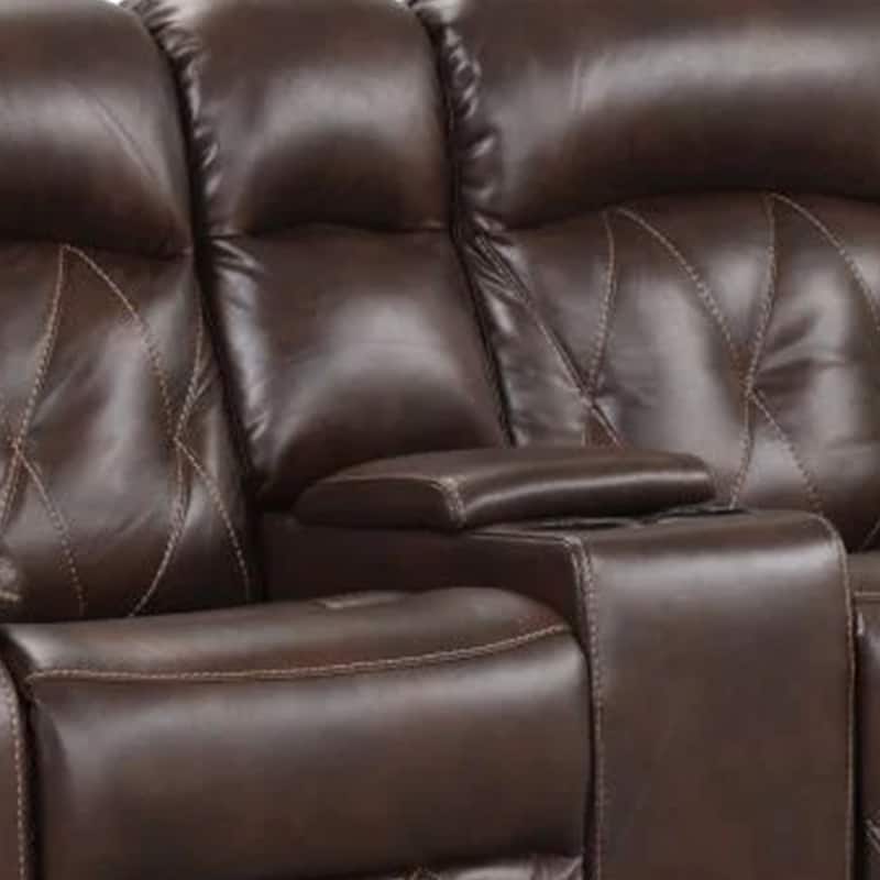 Kesy Manual Recliner Loveseat, Pillow Top Arms, Brown Faux Leather