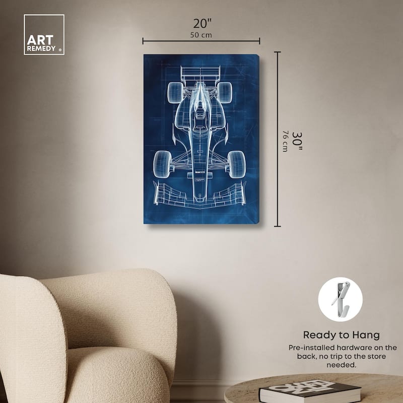 Race Car Blueprint Canvas by Art Remedy, Gallery Wrapped