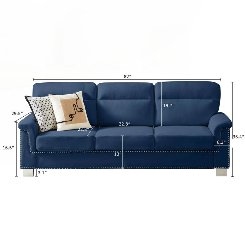 Modern Compressed Snowfleece Fabric 3-Seater Sofa, for Living Room, Bedroom, Office & Entertainment Spaces