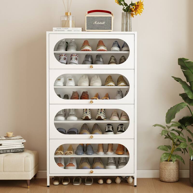 Entryway Shoe Storage Cabinet with 3/4 Flip Doors, Shoe Rack Organizer for Hallway