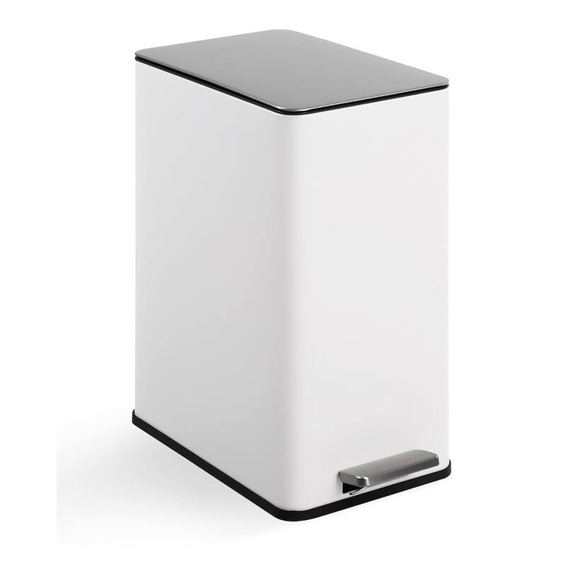 4 Gallon Stainless Steel Slim Trash Can, Garbage Bin for Office, Living Room - White