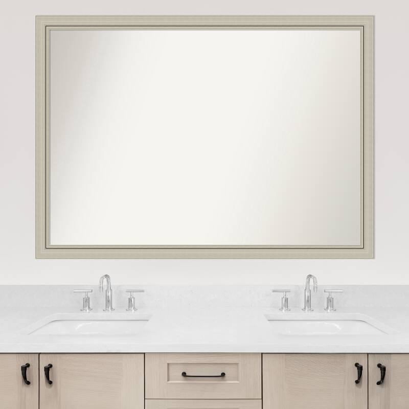 Romano Silver Narrow Framed Non-Beveled Custom Wall Mirror, Bathroom Vanity Mirror