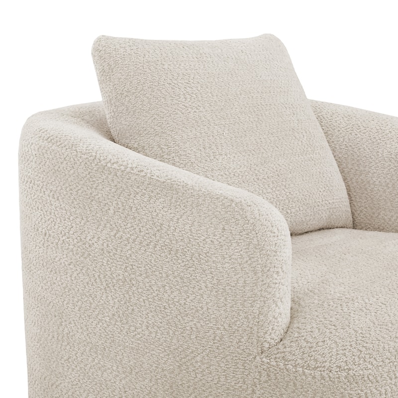 Chenille Swivel Accent Chair with Pillow