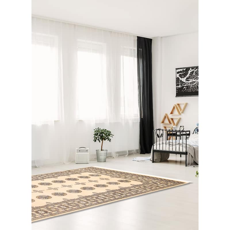 ECARPETGALLERY Hand-knotted Peshawar Bokhara Beige Wool Rug - 4'7 x 6'6