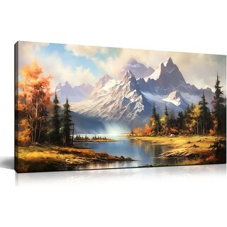 Nature Wall Art Large Mountain Lake Forest Landscape Pictures - Bed ...