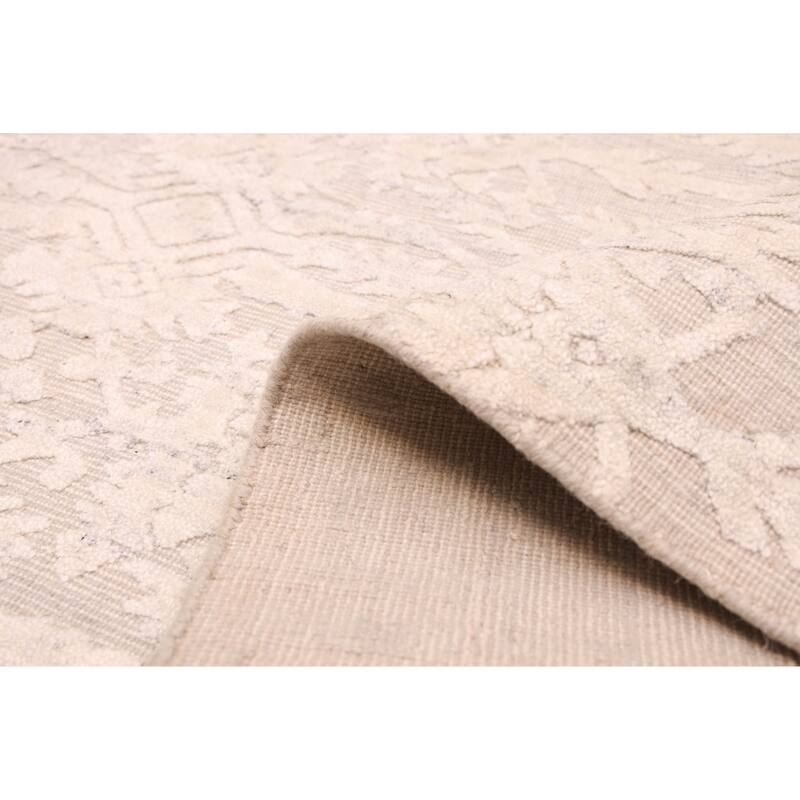 ECARPETGALLERY Hand Loomed Elysian Ivory Viscose, Wool Rug - 8'2 x 9'10