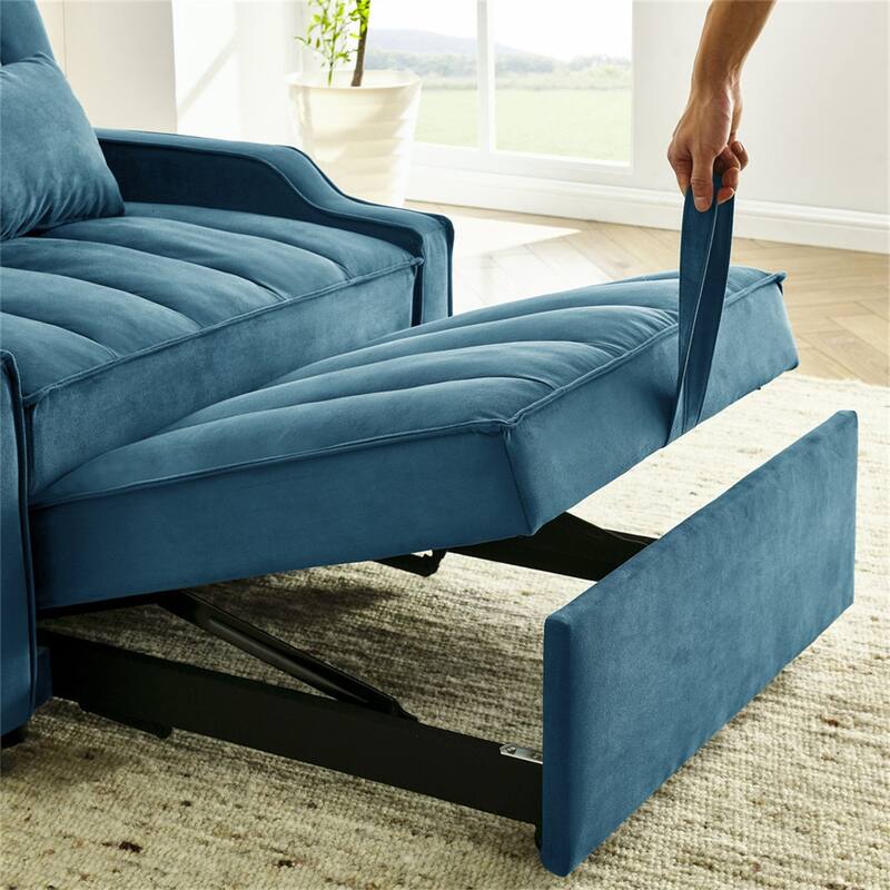 3 in 1 Pull Out Living Room Velvet Single Armchair Sofa Couch Bed
