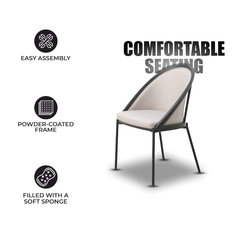 Vinyl Dining Chair with Curved Back and Stainless Steel Legs Set of 4