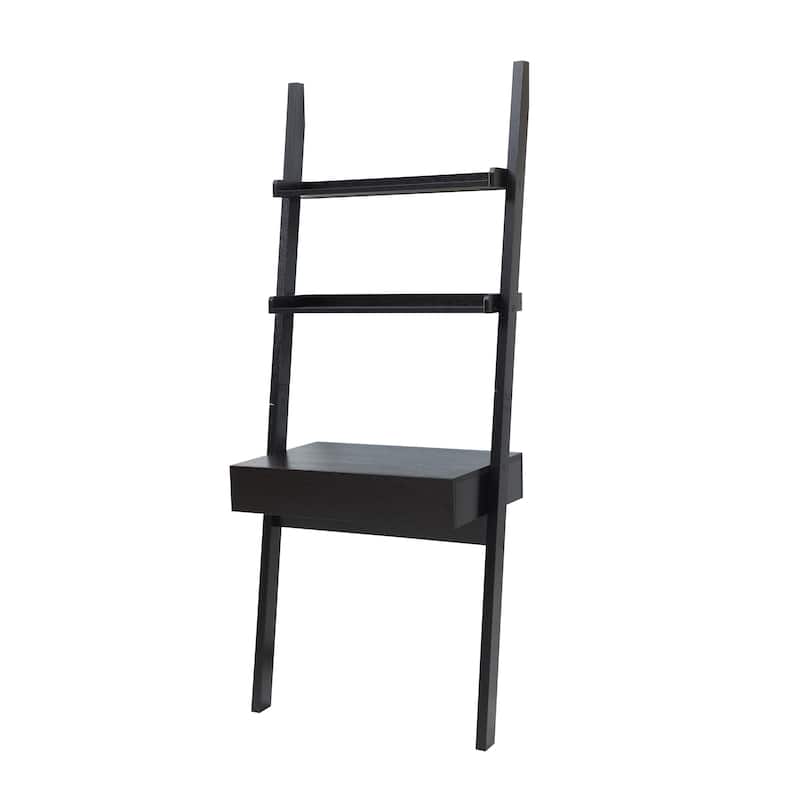 GDFStudio - Mason Modern Home Office Desk with Ladder Bookcase, One Drawer, and Two Shelves