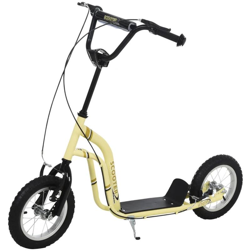 Steel Aluminum Kids Scooter with Adjustable Height Handle - 47.25"L x 22.75"W x 33.5"-37.5"H - yellow