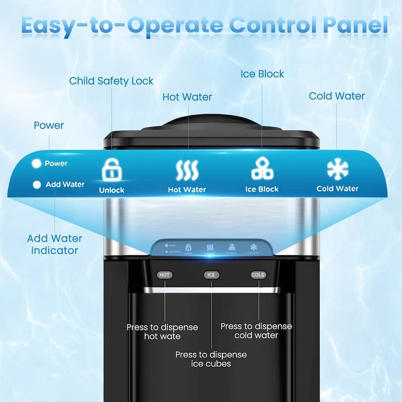 Costway 3-in-1 Water Cooler Dispenser with Built-in Ice Maker w/ 3