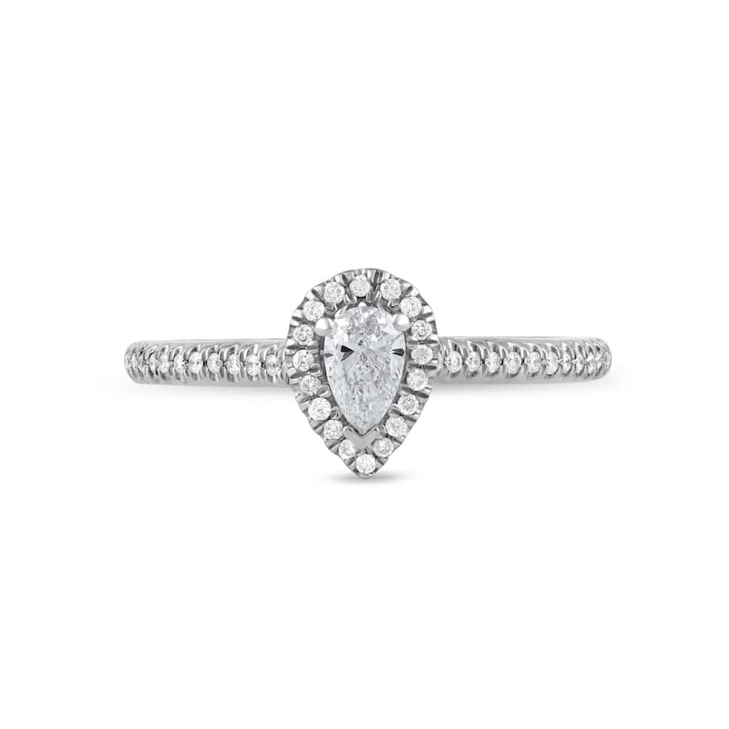 1/3ct TDW Pear Diamond Halo Engagement Ring in 10k Gold for Women - White