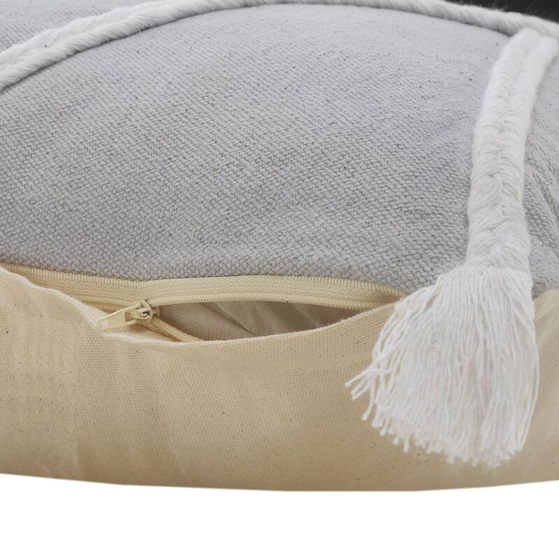 20" Gray and White Geometric Braided Square Throw Pillow