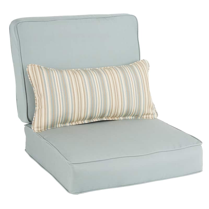 Sorra Home Oakley Sunbrella Solid Indoor/ Outdoor Corded Chair Cushion Set and Lumbar Pillow