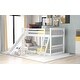 preview thumbnail 17 of 23, Twin over Twin Low Bunk Bed with Convertible Slide and Reversible Ladder, Grey - Space-Saving and Sturdy Wood Frame