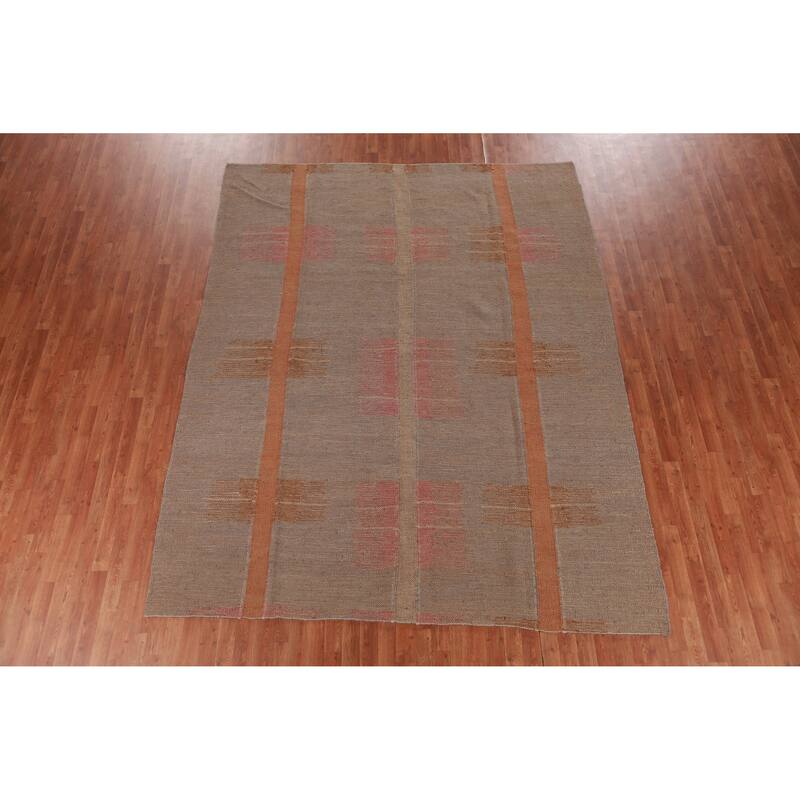 Hand Woven Oriental 100% Jute Carpet Southwestern Modern Brown Kilim Area Rug - 10' 4'' X 8' 2''
