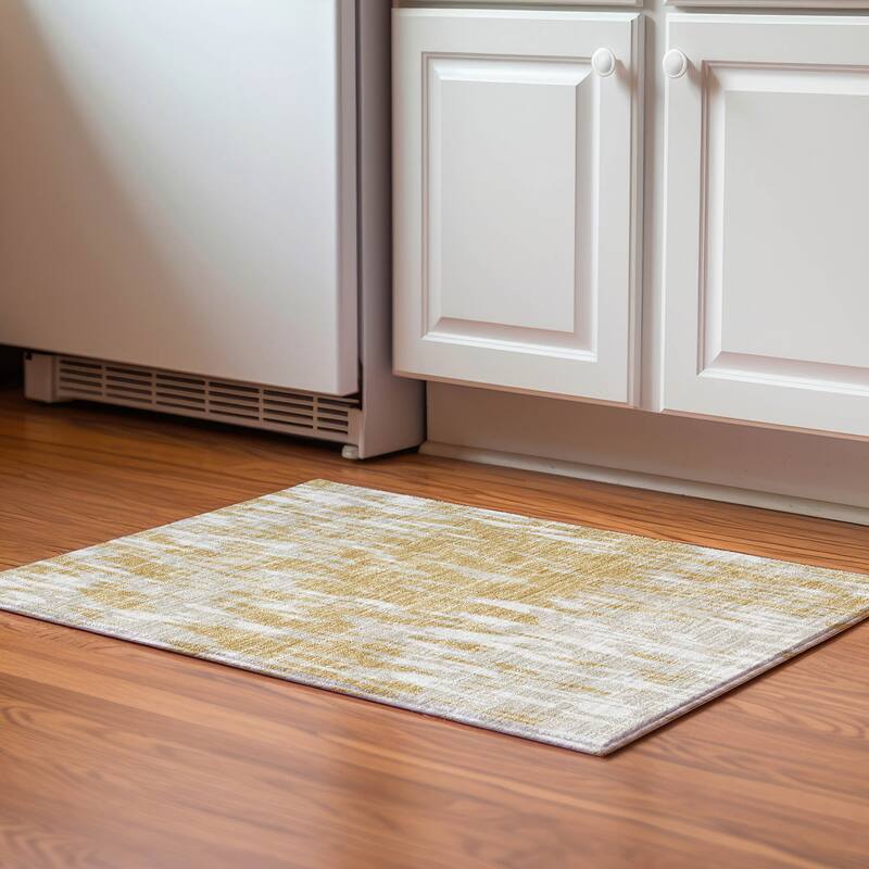 Premium Washable Super Soft Abstract Modern Mayfield Rug - Gold - 1'8" x 2'6"