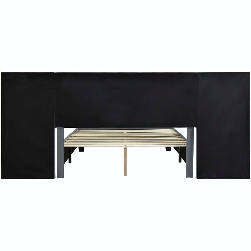 Queen Size Upholstered Platform Bed with Big Headboard