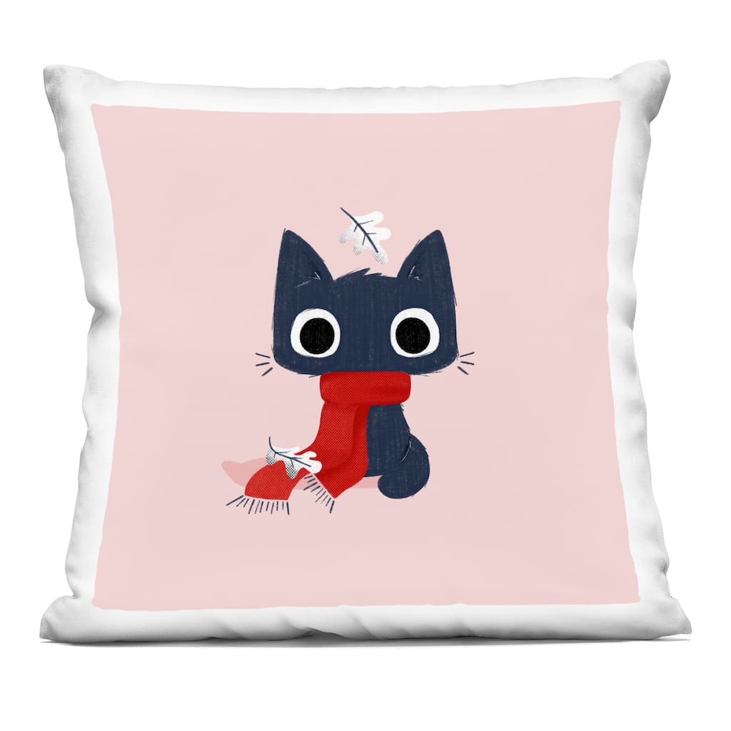 Stupell Little Kitten in Scarf Decorative Printed Throw Pillow Design by Sarah Hickman