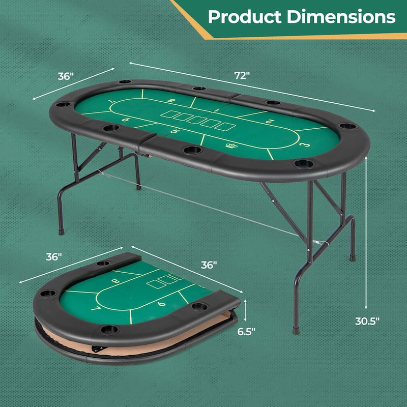 Costway 8 Players Card Board Game Table with 8 Cup Holders - See Details