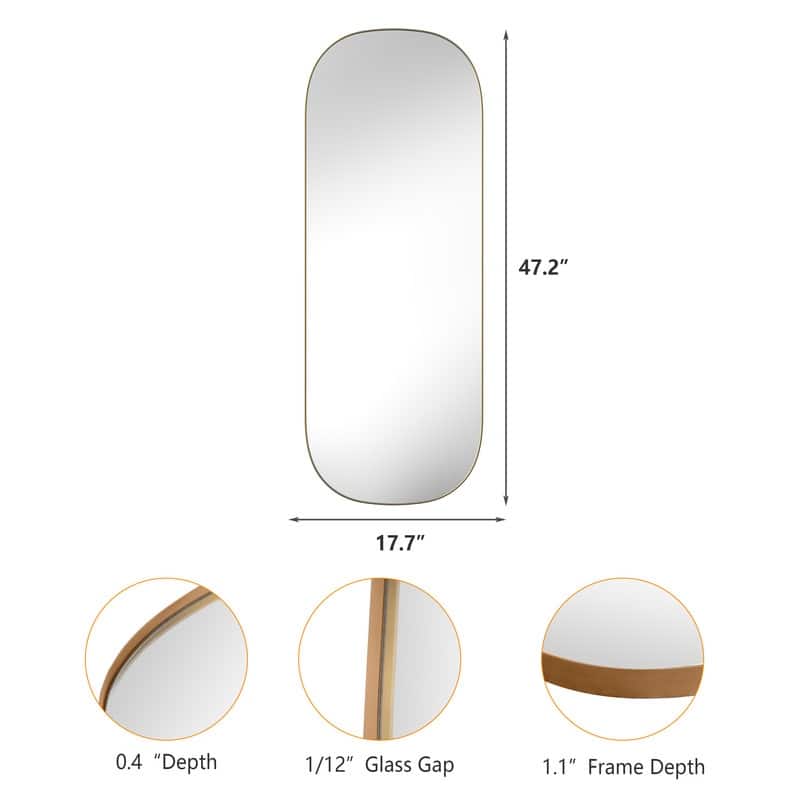 Modern Oval Metal Frame Accent Wall Mirror - 47.24"×17.71"